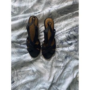 Black and Tan Payless Wedges